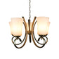 3 Lights Curving Hanging Lamp Vintage Brass Frosted Glass Chandelier Pendant Light for Restaurant Clearhalo 'Ceiling Lights' 'Chandeliers' Lighting' options 814606