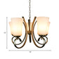 3 Lights Curving Hanging Lamp Vintage Brass Frosted Glass Chandelier Pendant Light for Restaurant Clearhalo 'Ceiling Lights' 'Chandeliers' Lighting' options 814607