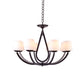 Opal Glass Black Chandelier Light Cone 3/6/8 Heads Traditionalism Ceiling Pendant for Living Room Clearhalo 'Ceiling Lights' 'Chandeliers' Lighting' options 814610