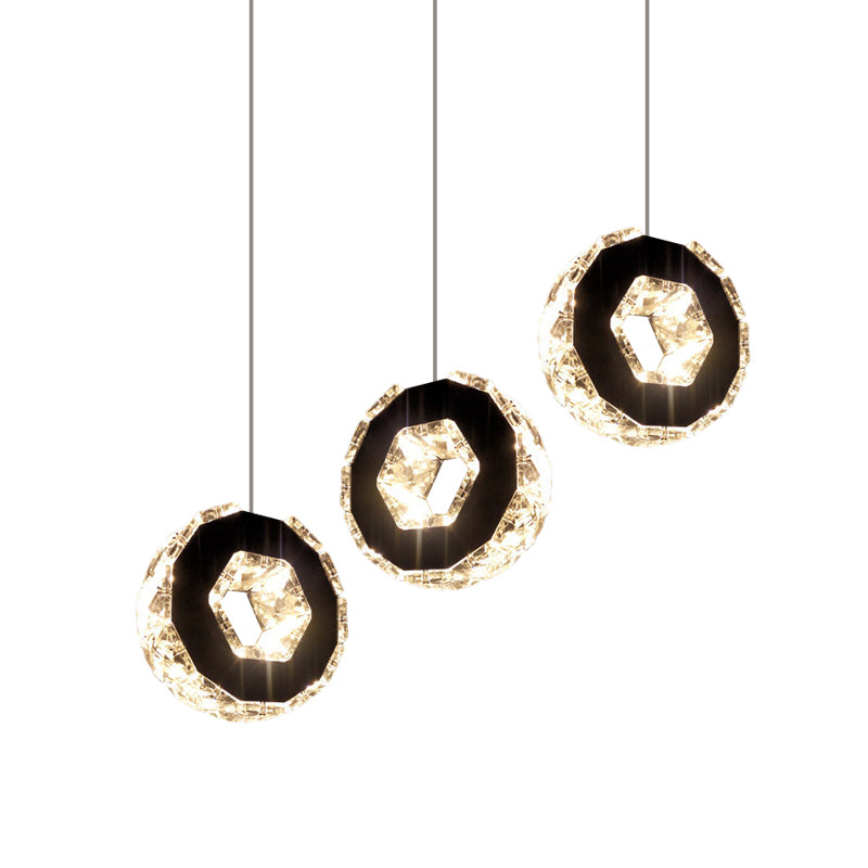 Chrome LED Cluster Pendant Minimal Beveled Crystal Ring Hanging Ceiling Light in Warm/White/Neutral Light Clearhalo 'Ceiling Lights' 'Modern Pendants' 'Modern' 'Pendant Lights' 'Pendants' Lighting' 814645