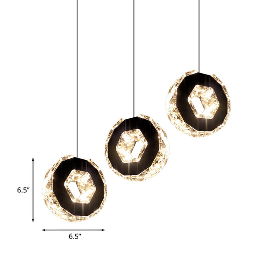 Chrome LED Cluster Pendant Minimal Beveled Crystal Ring Hanging Ceiling Light in Warm/White/Neutral Light Clearhalo 'Ceiling Lights' 'Modern Pendants' 'Modern' 'Pendant Lights' 'Pendants' Lighting' 814646