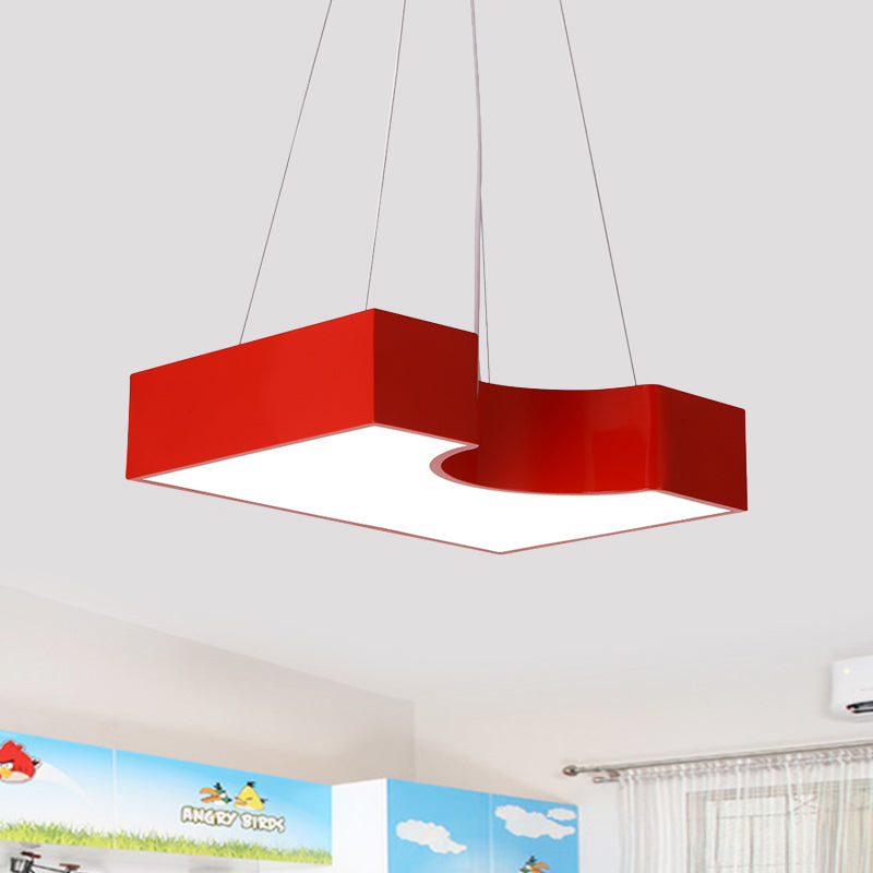 Arch Bridge Kindergarten Hanging Light Acrylic Kids LED Pendant Lighting Fixture in Red/Blue/Yellow Red Clearhalo 'Ceiling Lights' 'Pendant Lights' 'Pendants' Lighting' 814647_1d6cfb30-100b-4cf2-92f0-94afe6666bf8
