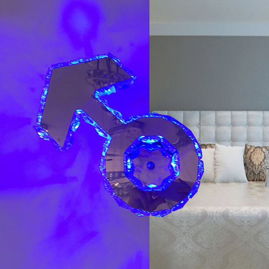 Faceted Crystal Boy Logo Wall Lighting Minimal Style LED Bedroom Sconce Light in Chrome, Warm/White/Blue Light Chrome Clearhalo 'Modern wall lights' 'Modern' 'Wall Lamps & Sconces' 'Wall Lights' Lighting' 814711
