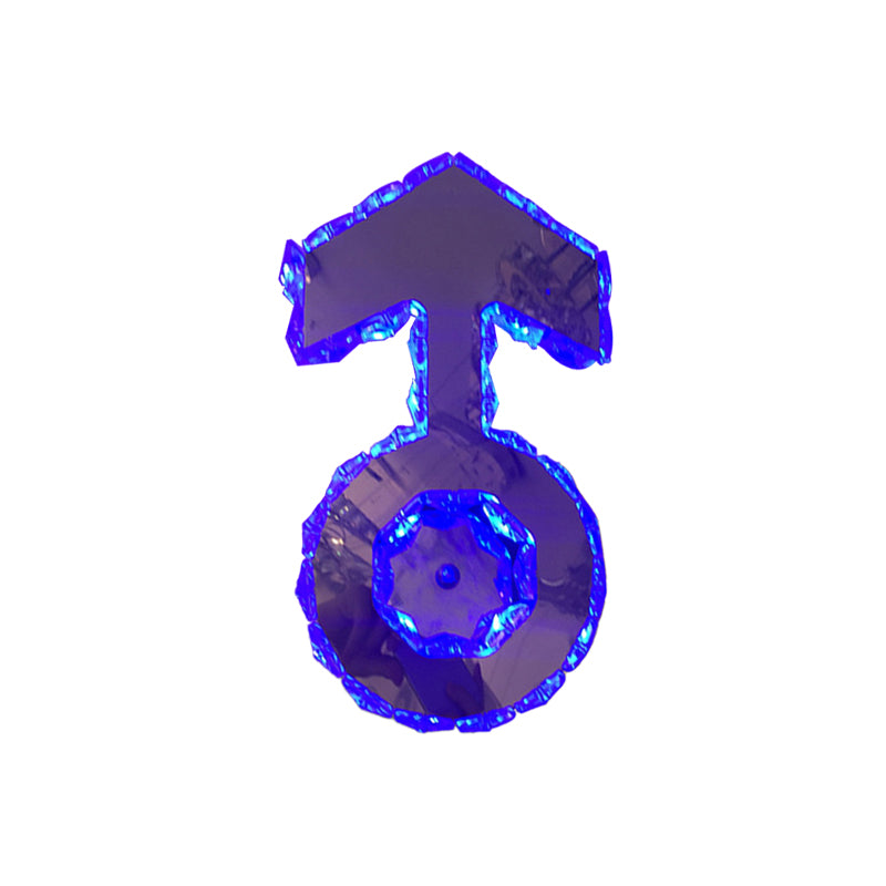 Faceted Crystal Boy Logo Wall Lighting Minimal Style LED Bedroom Sconce Light in Chrome, Warm/White/Blue Light Clearhalo 'Modern wall lights' 'Modern' 'Wall Lamps & Sconces' 'Wall Lights' Lighting' 814713