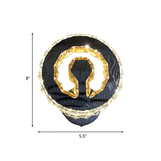 LED Aureole Wall Mounted Lamp Minimalist Chrome Finish Beveled Crystal Wall Sconce in Warm/White Light Clearhalo 'Modern wall lights' 'Modern' 'Wall Lamps & Sconces' 'Wall Lights' Lighting' 814718