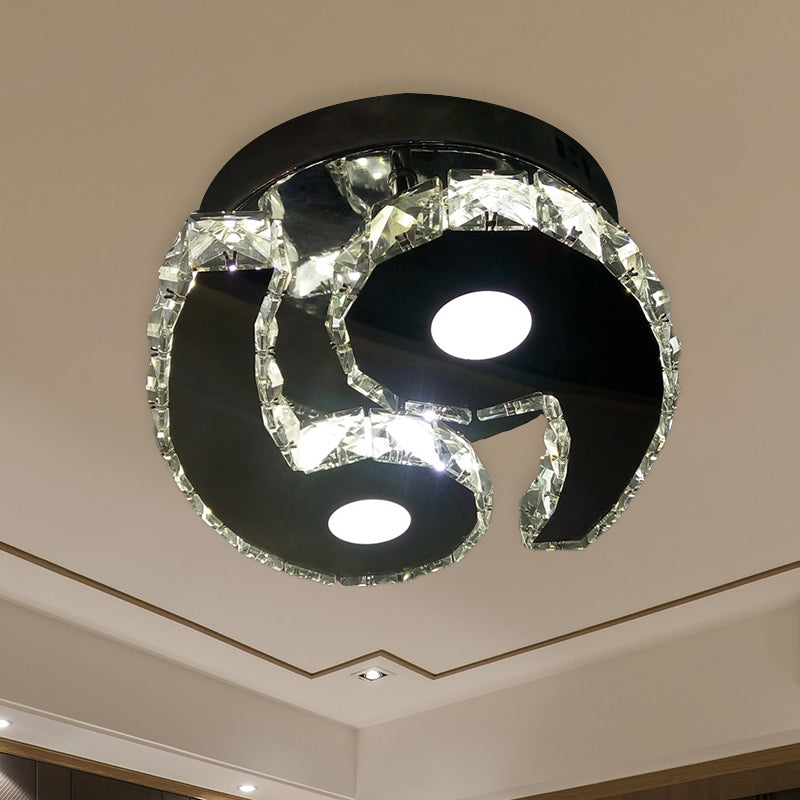 LED Wall Hanging Light Minimalist Double Six Beveled Crystal Wall Mounted Lamp in Chrome, Warm/White Light Clearhalo 'Ceiling Lights' 'Close To Ceiling Lights' 'Close to ceiling' 'Semi-flushmount' Lighting' 814727