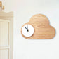 Cartoon Cloud Wood Flush Mount LED Wall Sconce Light with Black/White Clock for Kids Bedside, Warm/White Light White Clearhalo 'Wall Lamps & Sconces' 'Wall Lights' Lighting' 814755