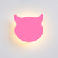 Cat Head Mini Wall Light Cartoon Wooden Kindergarten LED Flush Mount Wall Sconce in Pink/Blue/Yellow Clearhalo 'Wall Lamps & Sconces' 'Wall Lights' Lighting' 814793