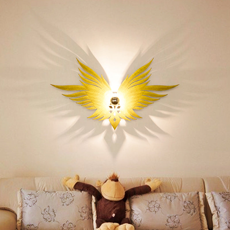 Wood Carved Eagle Wall Lamp Nordic Single Beige/Gold/Coffee Wall Sconce Lighting for Sitting Room Clearhalo 'Wall Lamps & Sconces' 'Wall Lights' Lighting' 814812