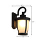 Scrolled Arm Metal Wall Light Traditional 1 Light Outdoor Wall Lamp in Black with Can Frosted Glass Shade Clearhalo 'Wall Lamps & Sconces' 'Wall Lights' Lighting' 814830