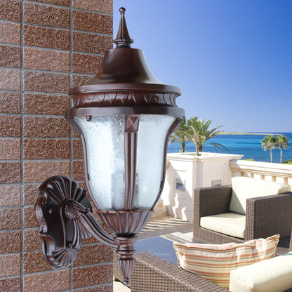 1 Bulb Clear Seedy Glass Wall Lamp Retro Rust Urn Shade Outdoor Wall Lighting Ideas Rust Clearhalo 'Wall Lamps & Sconces' 'Wall Lights' Lighting' 814847