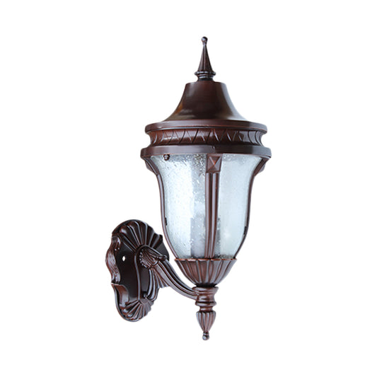 1 Bulb Clear Seedy Glass Wall Lamp Retro Rust Urn Shade Outdoor Wall Lighting Ideas Clearhalo 'Wall Lamps & Sconces' 'Wall Lights' Lighting' 814849