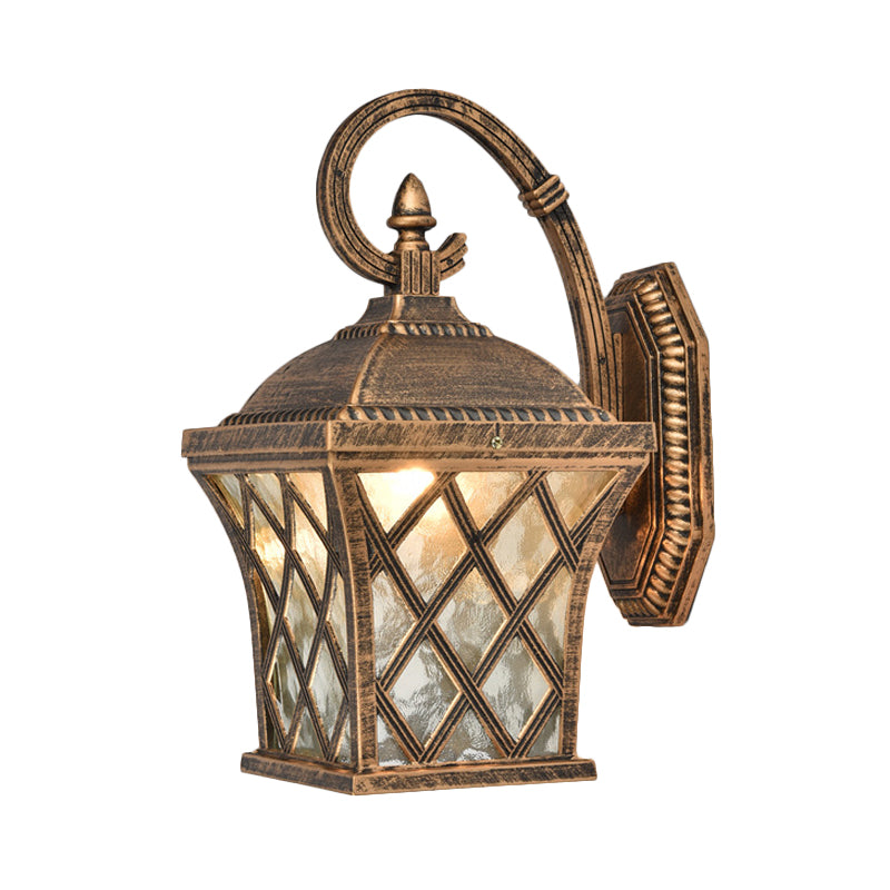 1 Bulb Birdcage Wall Lighting Ideas Rustic Bronze Finish Clear Ripple Glass Wall Mounted Lamp Clearhalo 'Wall Lamps & Sconces' 'Wall Lights' Lighting' 814997