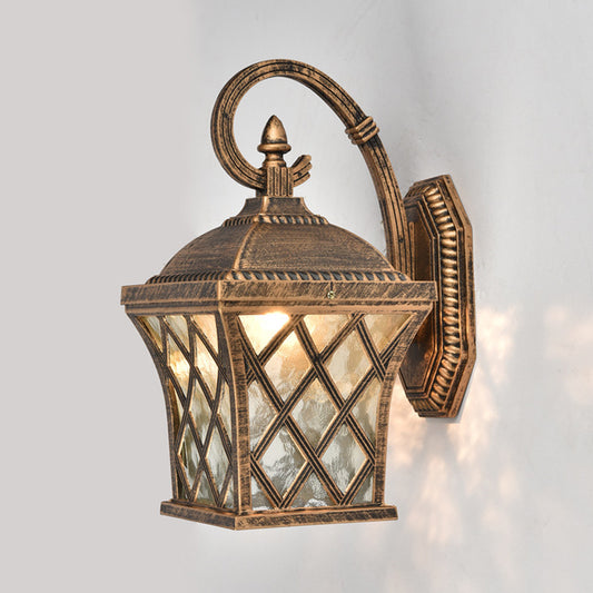 1 Bulb Birdcage Wall Lighting Ideas Rustic Bronze Finish Clear Ripple Glass Wall Mounted Lamp Clearhalo 'Wall Lamps & Sconces' 'Wall Lights' Lighting' 814998