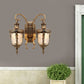 Iron Black/Bronze Wall Mounted Light Scrolled Arm 2 Lights Farmhouse Style Sconce Lamp with Clear Dimpled Glass Shade Clearhalo 'Wall Lamps & Sconces' 'Wall Lights' Lighting' 815056