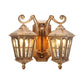 Lodge Lantern Wall Mount Lamp 2-Light Clear Water Glass Wall Lighting Fixture in Bronze Clearhalo 'Wall Lamps & Sconces' 'Wall Lights' Lighting' 815060