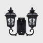 2 Bulbs Lantern Wall Mount Lighting Vintage Black Finish Clear Glass Wall Light Fixture with Curved Arm Clearhalo 'Wall Lamps & Sconces' 'Wall Lights' Lighting' 815072