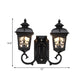 2 Bulbs Lantern Wall Mount Lighting Vintage Black Finish Clear Glass Wall Light Fixture with Curved Arm Clearhalo 'Wall Lamps & Sconces' 'Wall Lights' Lighting' 815073