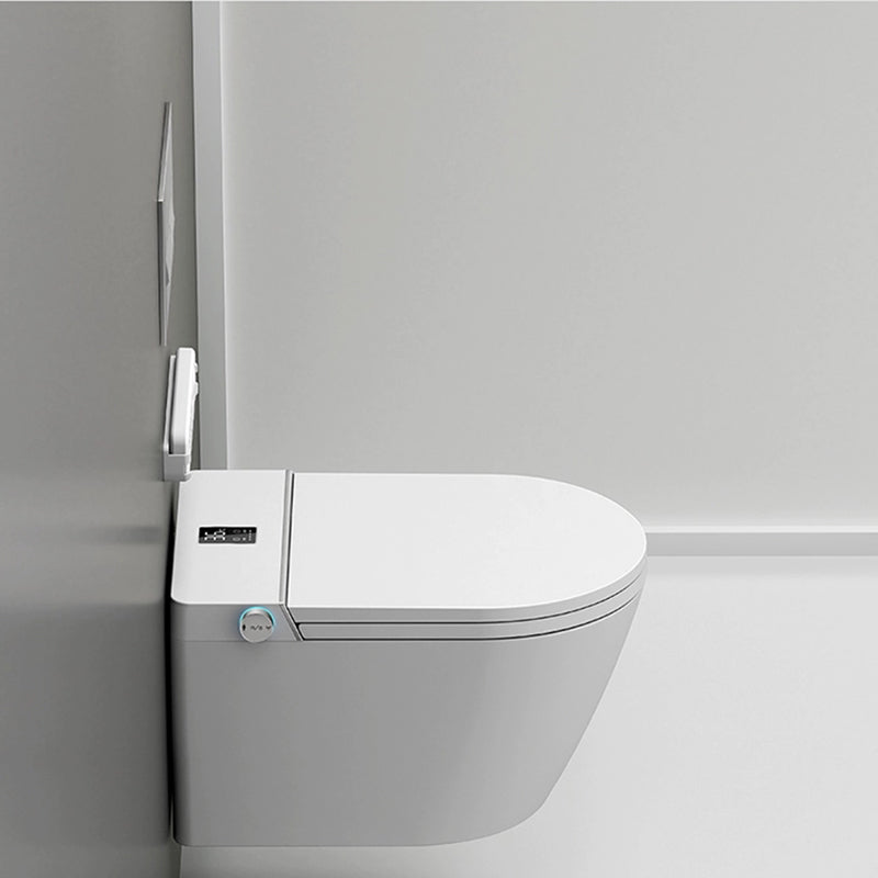White Antimicrobial Wall Hung Toilet Set with Remote Control Included Clearhalo 'Bathroom Remodel & Bathroom Fixtures' 'Bidets' 'Home Improvement' 'home_improvement' 'home_improvement_bidets' 'Toilets & Bidets' 8151536