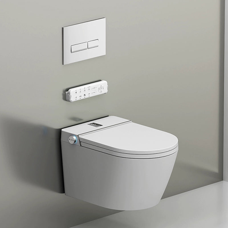 White Antimicrobial Wall Hung Toilet Set with Remote Control Included Clearhalo 'Bathroom Remodel & Bathroom Fixtures' 'Bidets' 'Home Improvement' 'home_improvement' 'home_improvement_bidets' 'Toilets & Bidets' 8151542