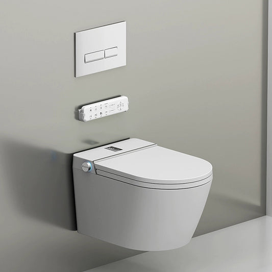 White Antimicrobial Wall Hung Toilet Set with Remote Control Included Clearhalo 'Bathroom Remodel & Bathroom Fixtures' 'Bidets' 'Home Improvement' 'home_improvement' 'home_improvement_bidets' 'Toilets & Bidets' 8151542
