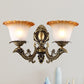 Antique Flower Sconce Wall Lighting 1/2-Light Frosted White Glass Wall Light in Brass with Carved Arm 2.0 Brass Clearhalo 'Wall Lamps & Sconces' 'Wall Lights' Lighting' 815156