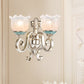 Silver 1/2-Head Wall Lighting Traditional Cream Glass Blossom Wall Sconce Light with Scrolled Arm Clearhalo 'Wall Lamps & Sconces' 'Wall Lights' Lighting' 815263