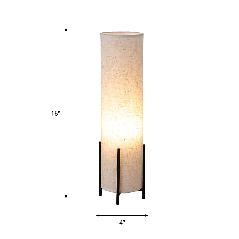 Tubular Shape Fabric Nightstand Light Minimalism 1 Light Beige Reading Book Lamp Clearhalo 'Lamps' 'Table Lamps' Lighting' 815375