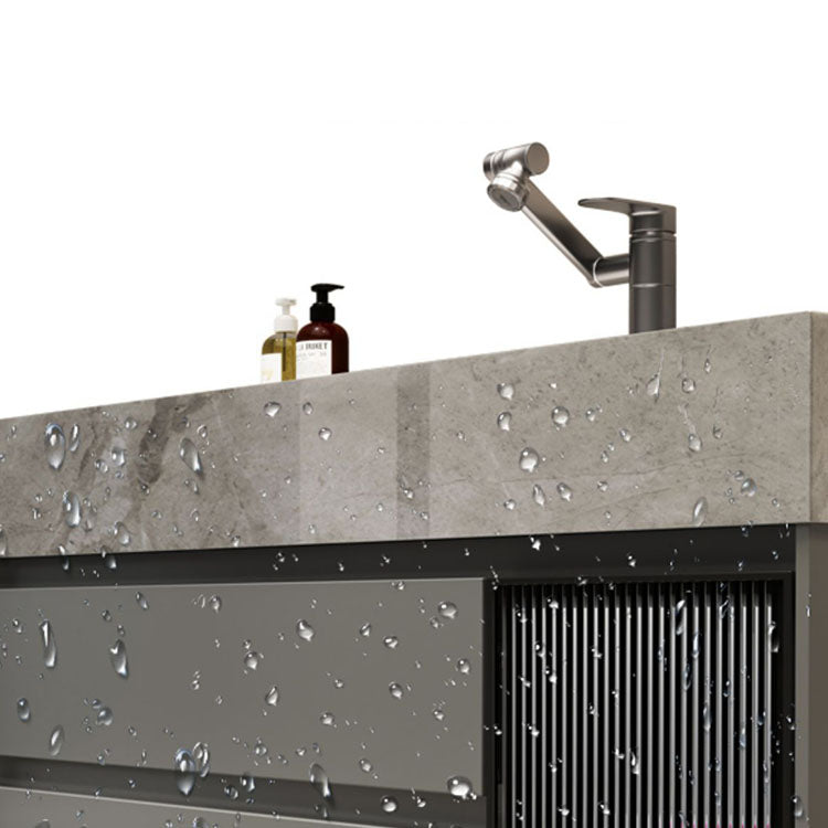 Grey Wall Mount Wood Bathroom Vanity Set with Mirror Included Clearhalo 'Bathroom Remodel & Bathroom Fixtures' 'Bathroom Vanities' 'bathroom_vanities' 'Home Improvement' 'home_improvement' 'home_improvement_bathroom_vanities' 8156465