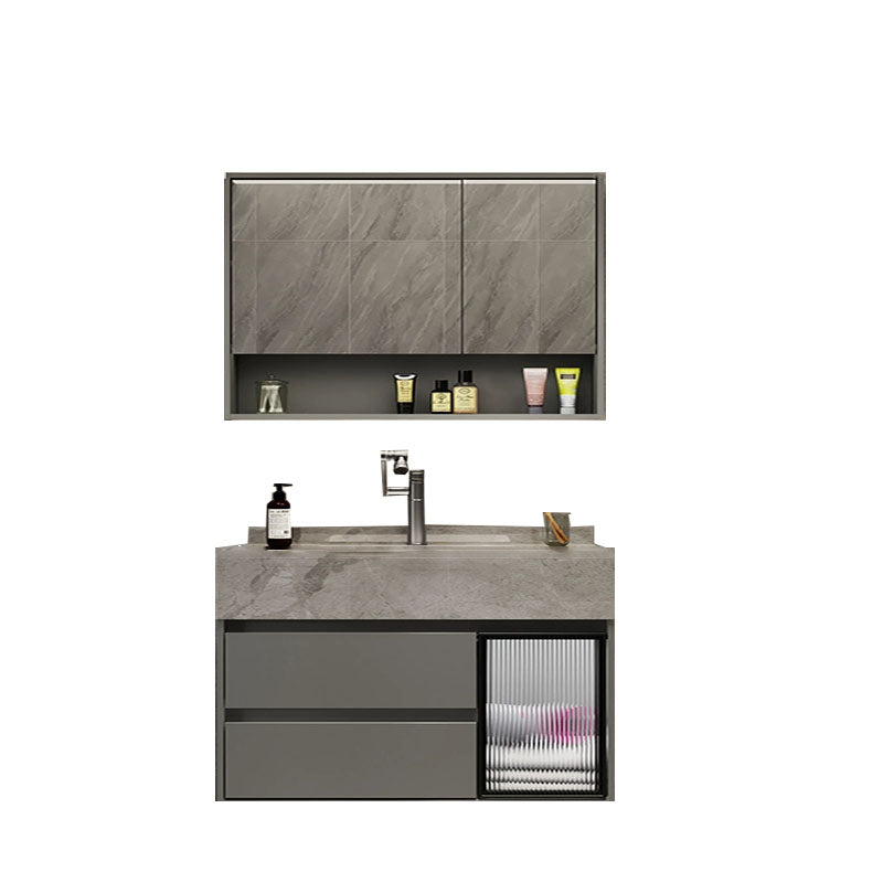 Grey Wall Mount Wood Bathroom Vanity Set with Mirror Included Clearhalo 'Bathroom Remodel & Bathroom Fixtures' 'Bathroom Vanities' 'bathroom_vanities' 'Home Improvement' 'home_improvement' 'home_improvement_bathroom_vanities' 8156468