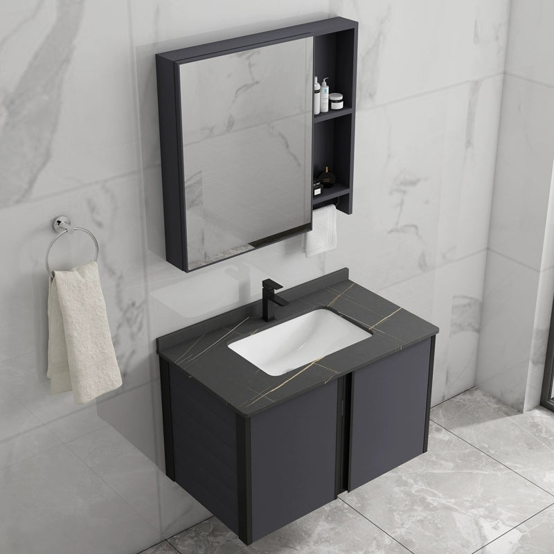 Wall Mount Modern Single-Sink Open Console with Sink Set with Soft Close Door Clearhalo 'Bathroom Remodel & Bathroom Fixtures' 'Bathroom Vanities' 'bathroom_vanities' 'Home Improvement' 'home_improvement' 'home_improvement_bathroom_vanities' 8157229
