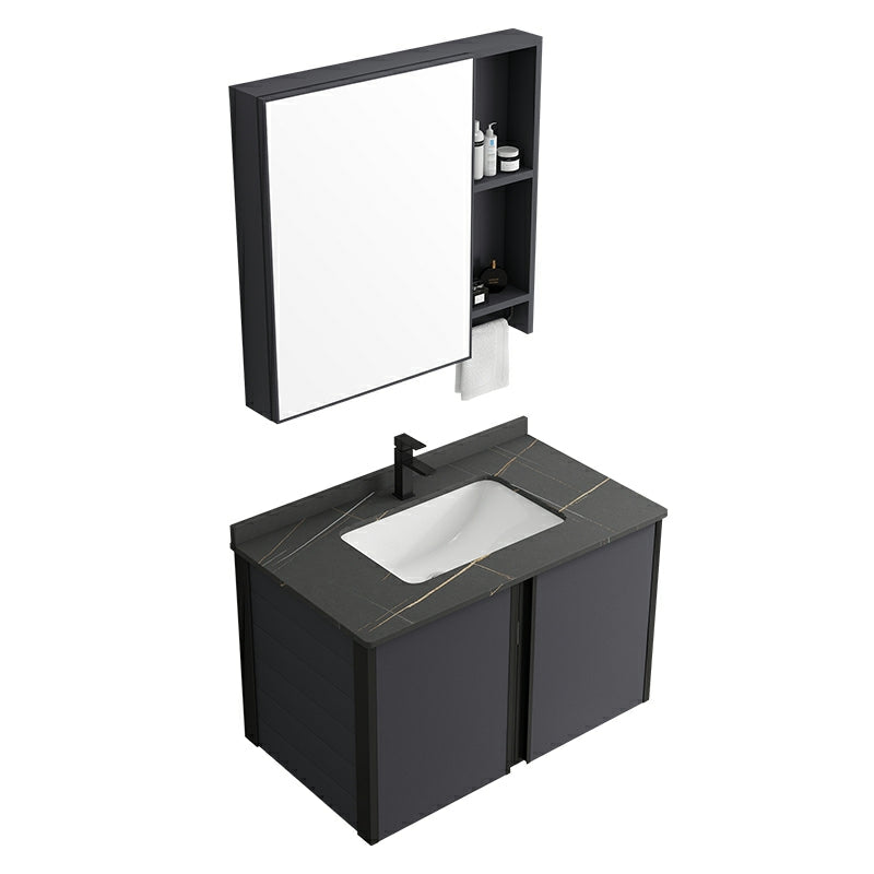 Wall Mount Modern Single-Sink Open Console with Sink Set with Soft Close Door Clearhalo 'Bathroom Remodel & Bathroom Fixtures' 'Bathroom Vanities' 'bathroom_vanities' 'Home Improvement' 'home_improvement' 'home_improvement_bathroom_vanities' 8157235