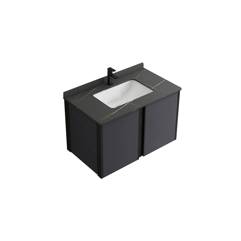 Wall Mount Modern Single-Sink Open Console with Sink Set with Soft Close Door Vanity & Faucet 28"L x 19"W x 20"H Stone Clearhalo 'Bathroom Remodel & Bathroom Fixtures' 'Bathroom Vanities' 'bathroom_vanities' 'Home Improvement' 'home_improvement' 'home_improvement_bathroom_vanities' 8157249