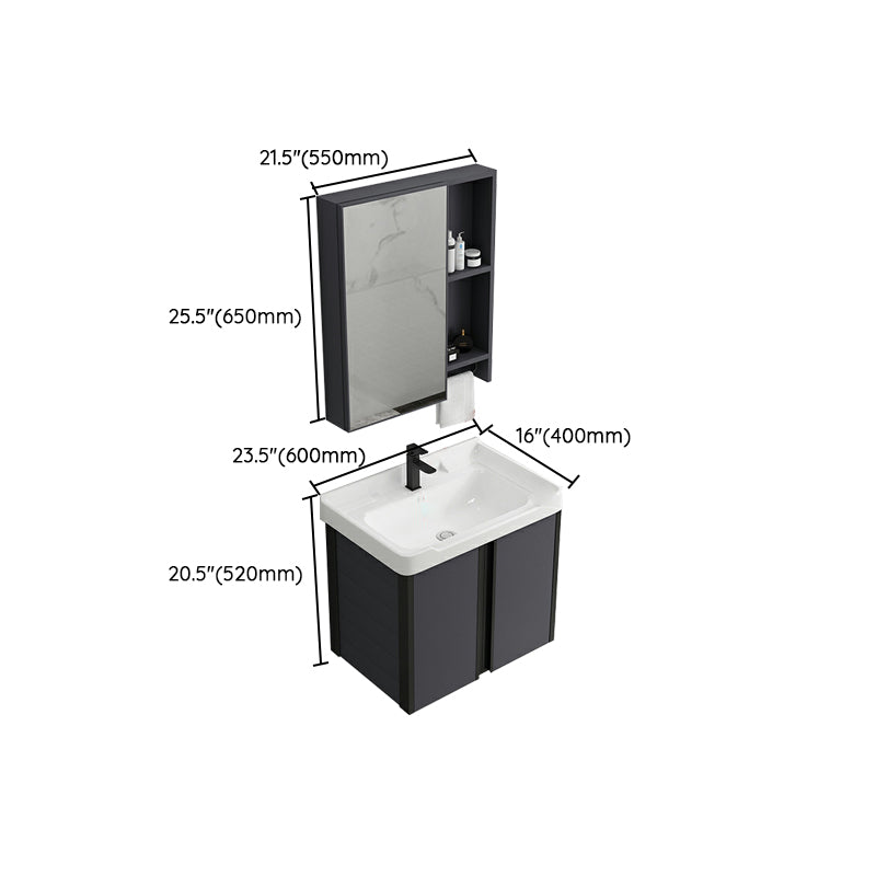 Wall Mount Modern Single-Sink Open Console with Sink Set with Soft Close Door Clearhalo 'Bathroom Remodel & Bathroom Fixtures' 'Bathroom Vanities' 'bathroom_vanities' 'Home Improvement' 'home_improvement' 'home_improvement_bathroom_vanities' 8157261