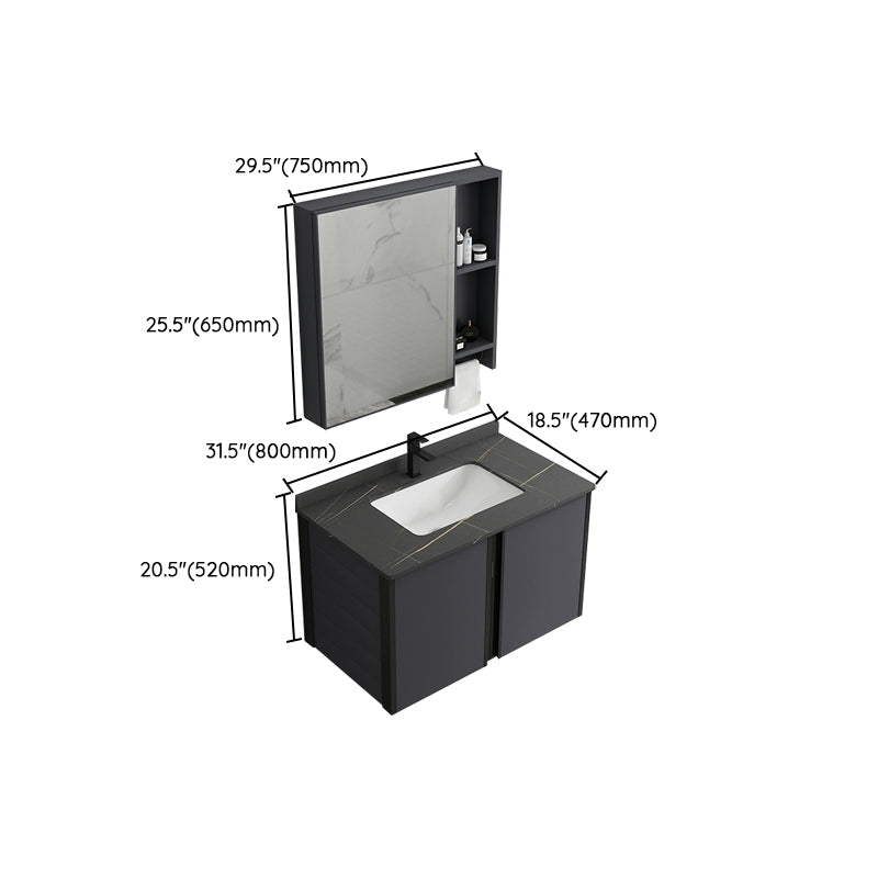 Wall Mount Modern Single-Sink Open Console with Sink Set with Soft Close Door Clearhalo 'Bathroom Remodel & Bathroom Fixtures' 'Bathroom Vanities' 'bathroom_vanities' 'Home Improvement' 'home_improvement' 'home_improvement_bathroom_vanities' 8157267