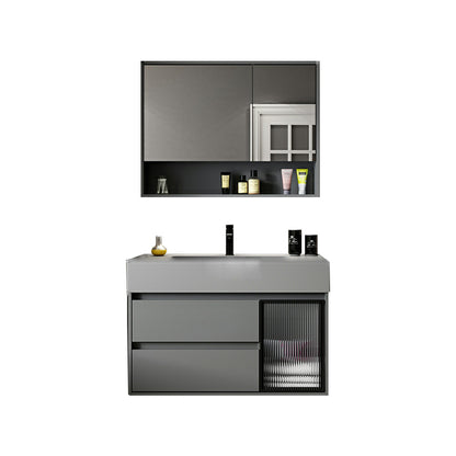 Wood Grey Wall-Mounted Modern Bathroom Vanity Set with Soft Close Door Clearhalo 'Bathroom Remodel & Bathroom Fixtures' 'Bathroom Vanities' 'bathroom_vanities' 'Home Improvement' 'home_improvement' 'home_improvement_bathroom_vanities' 8157269