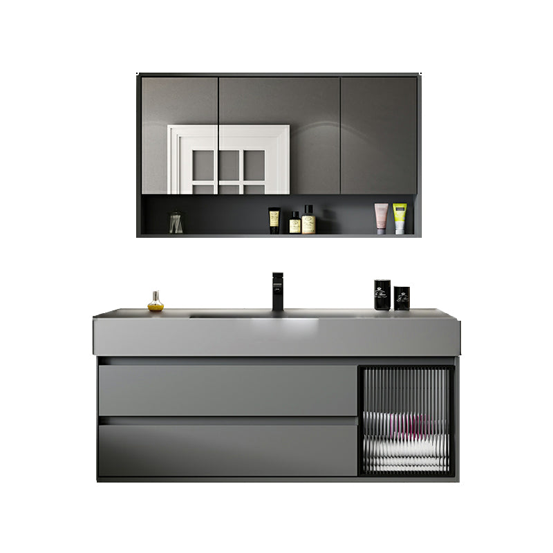 Wood Grey Wall-Mounted Modern Bathroom Vanity Set with Soft Close Door 43"L x 19"W x 22"H Clearhalo 'Bathroom Remodel & Bathroom Fixtures' 'Bathroom Vanities' 'bathroom_vanities' 'Home Improvement' 'home_improvement' 'home_improvement_bathroom_vanities' 8157272