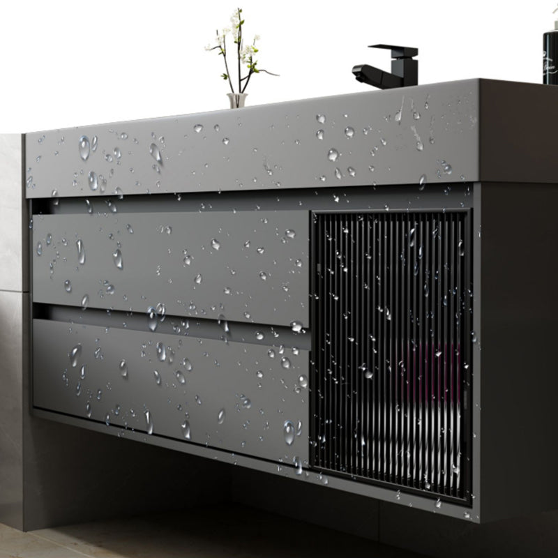 Wood Grey Wall-Mounted Modern Bathroom Vanity Set with Soft Close Door Clearhalo 'Bathroom Remodel & Bathroom Fixtures' 'Bathroom Vanities' 'bathroom_vanities' 'Home Improvement' 'home_improvement' 'home_improvement_bathroom_vanities' 8157277