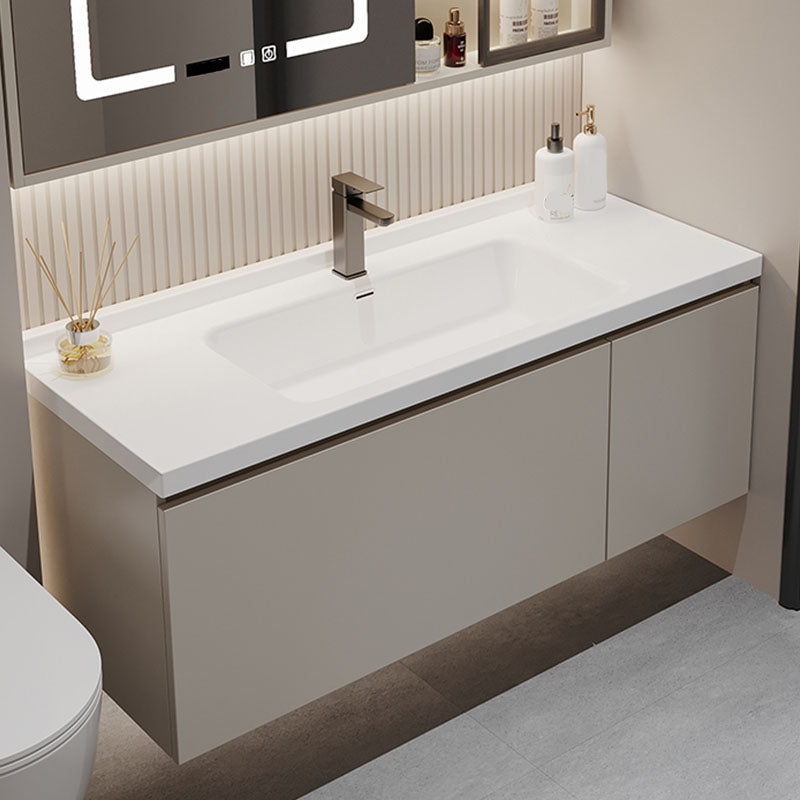 Single Sink Bathroom Vanity Set Overflow Wood Frame Wall Mounted with Drawer Clearhalo 'Bathroom Remodel & Bathroom Fixtures' 'Bathroom Vanities' 'bathroom_vanities' 'Home Improvement' 'home_improvement' 'home_improvement_bathroom_vanities' 8162595