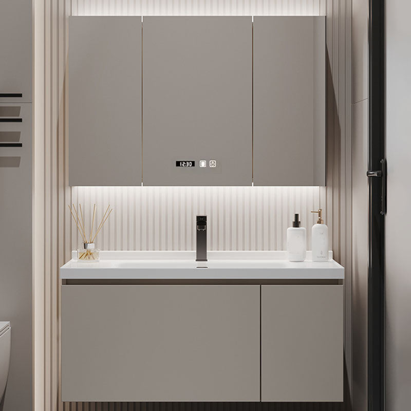 Single Sink Bathroom Vanity Set Overflow Wood Frame Wall Mounted with Drawer Vanity & Faucet & Smart Medicine Cabinet 35.5"L x 19.5"W x 17"H Clearhalo 'Bathroom Remodel & Bathroom Fixtures' 'Bathroom Vanities' 'bathroom_vanities' 'Home Improvement' 'home_improvement' 'home_improvement_bathroom_vanities' 8162605