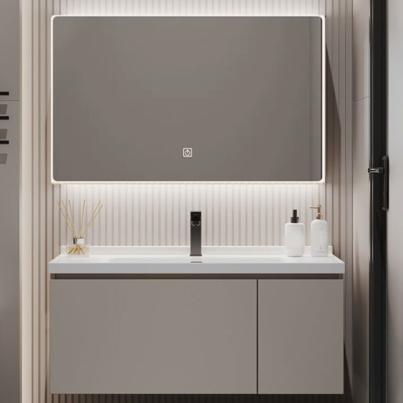 Single Sink Bathroom Vanity Set Overflow Wood Frame Wall Mounted with Drawer Vanity & Faucet & Smart Mirror 39.5"L x 20"W x 17"H Clearhalo 'Bathroom Remodel & Bathroom Fixtures' 'Bathroom Vanities' 'bathroom_vanities' 'Home Improvement' 'home_improvement' 'home_improvement_bathroom_vanities' 8162613