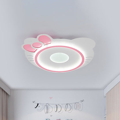 Cartoon Cat Shape Ceiling Flush Mount Acrylic LED Bedroom Flushmount Lamp in Pink, White/Warm Light Pink Clearhalo 'Ceiling Lights' 'Close To Ceiling Lights' 'Close to ceiling' 'Flush mount' Lighting' 816418