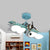 Iron Aircraft Shape Semi-Flush Ceiling Lamp Cartoon 4 Heads Green Flush Mount Lighting Green Clearhalo 'Ceiling Lights' 'Close To Ceiling Lights' 'Close to ceiling' 'Semi-flushmount' Lighting' 816458