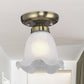 Scalloped Dining Room Ceiling Light Traditionalism Cream Glass 1 Bulb Bronze/Brass/Copper Flushmount Bronze Clearhalo 'Ceiling Lights' 'Close To Ceiling Lights' 'Close to ceiling' 'Flush mount' Lighting' 816541
