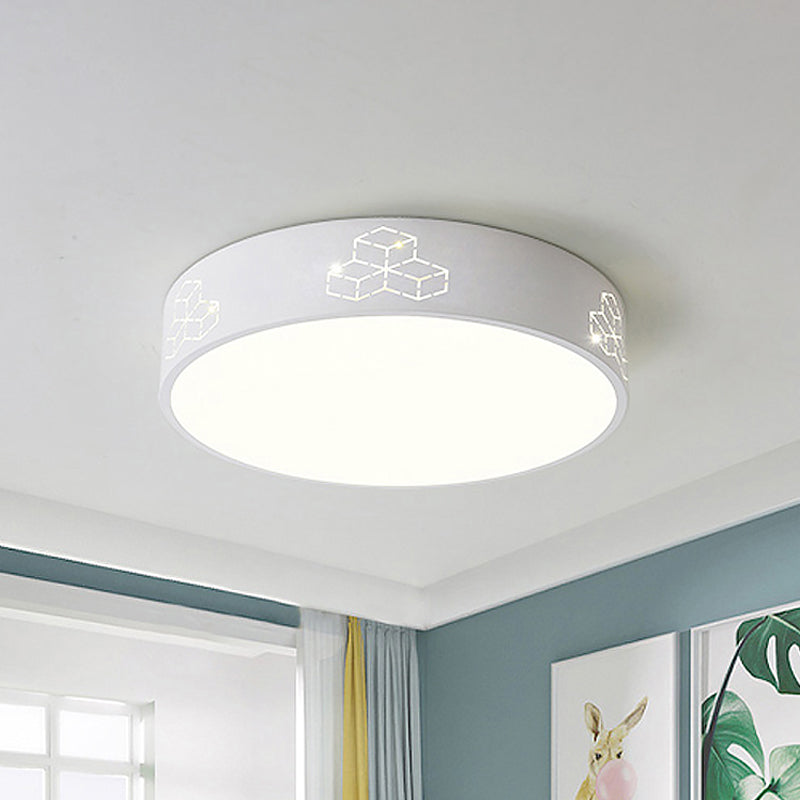 LED Bedroom Flush Mount Ceiling Fixture Kids Pink/White/Blue Flush Light with Cutouts Moon-Star/Cube/Elephant Iron Shade Clearhalo 'Ceiling Lights' 'Close To Ceiling Lights' 'Close to ceiling' 'Flush mount' Lighting' 816671