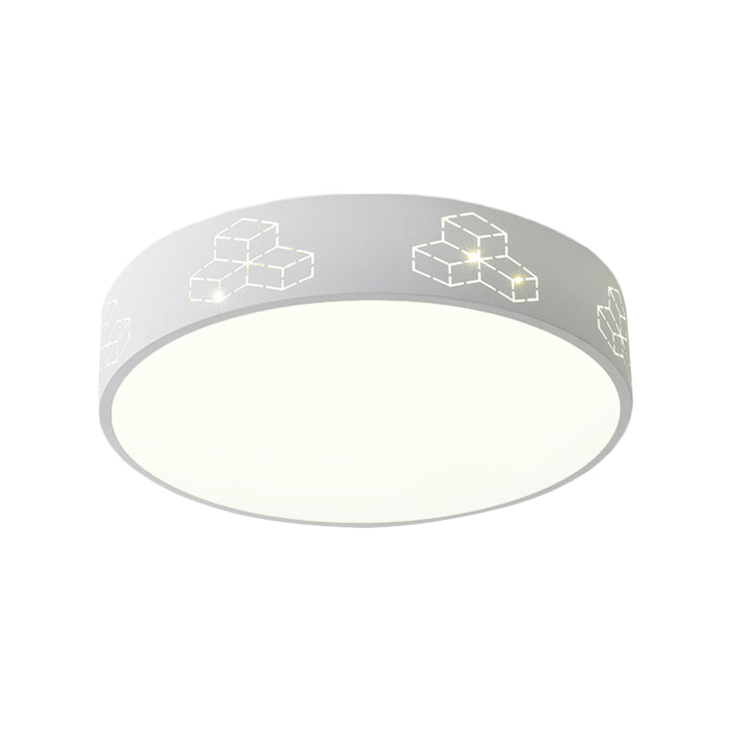 LED Bedroom Flush Mount Ceiling Fixture Kids Pink/White/Blue Flush Light with Cutouts Moon-Star/Cube/Elephant Iron Shade Clearhalo 'Ceiling Lights' 'Close To Ceiling Lights' 'Close to ceiling' 'Flush mount' Lighting' 816672
