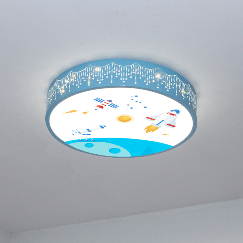 Meteor Shower Cutouts Ceiling Lamp Kids Acrylic Bedroom LED Flush Mounted Light with Rocket Pattern in Blue Clearhalo 'Ceiling Lights' 'Close To Ceiling Lights' 'Close to ceiling' 'Flush mount' Lighting' 816738