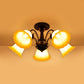Bronze 3/5 Lights Semi Flush Countryside Frosted Glass Blossom Ceiling Mount Light Fixture for Bedroom Clearhalo 'Ceiling Lights' 'Close To Ceiling Lights' 'Close to ceiling' 'Glass shade' 'Glass' 'Semi-flushmount' Lighting' 816783