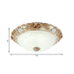 Rustic Bowl Flush Mount Light 2/3 Bulbs White Glass Flushmount Lighting with Carved Edge, 13"/17" Wide Clearhalo 'Ceiling Lights' 'Close To Ceiling Lights' 'Close to ceiling' 'Flush mount' Lighting' 816893