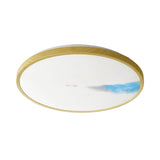 Yellow Circle Ceiling Lighting Simple Acrylic LED Flush Mount with Abstract Mountain and Fisherman Pattern Clearhalo 'Ceiling Lights' 'Close To Ceiling Lights' 'Close to ceiling' 'Flush mount' Lighting' 816924